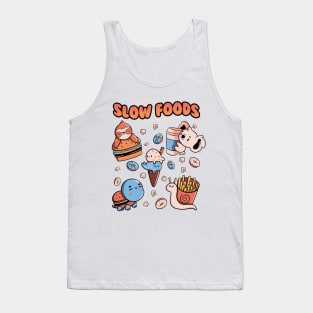 Slow Food Cute Animals Sloth Koala Turtle Snail Fries by Tobe Fonseca Tank Top